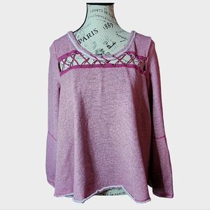 Free People Oversized Distressed Striped Sweater Size Small